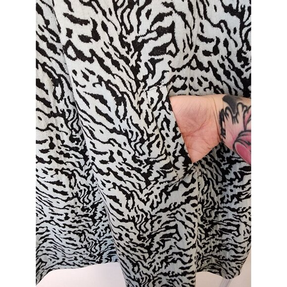Tyler Boe Kim Dress Mint Green Blue Black Animal Print Tunic Cowl Size Large - Picture 4 of 4
